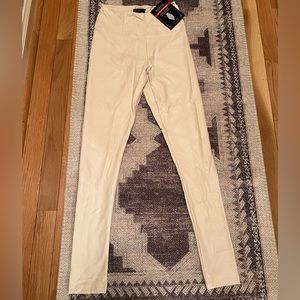 Stella Luce Collection High Waist Tummy Tucker Cream Pleather Pants